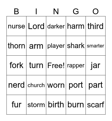 Bossy R Bingo 2 Bingo Card