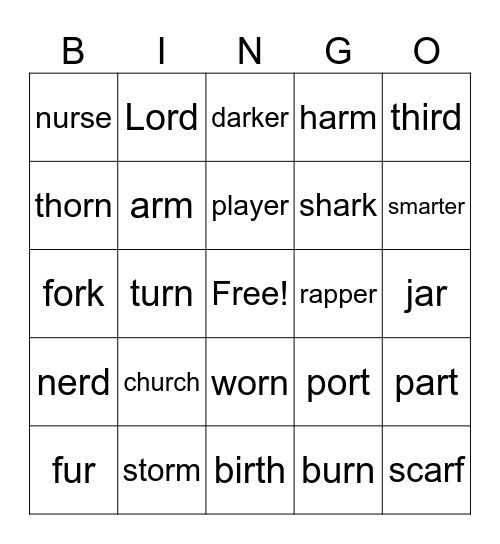 Bossy R Bingo 2 Bingo Card