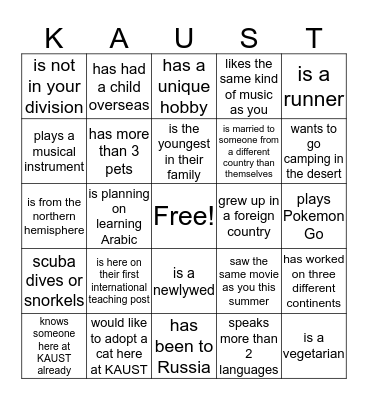 Find Someone Who... Bingo Card