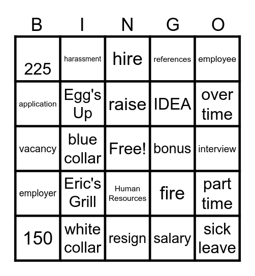 SBHS OCS Bingo Card