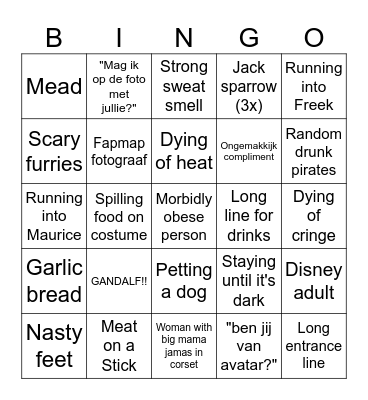 Elfia Arcen 2023 - Saturday Bingo Card