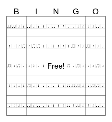 Rhythm Bingo Card