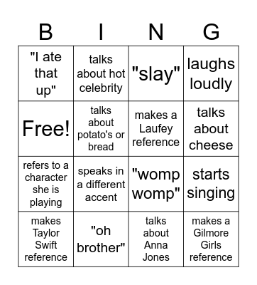 What Genna Does Tonight. Bingo Card