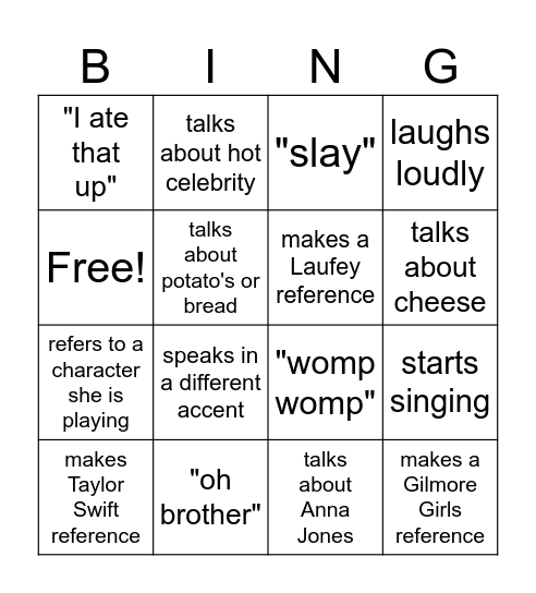 What Genna Does Tonight. Bingo Card