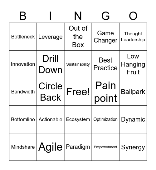 Townhall Bingo Card