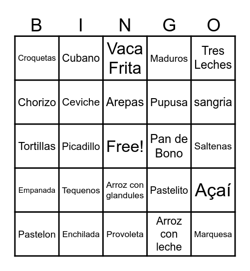 HOLA Bingo Card