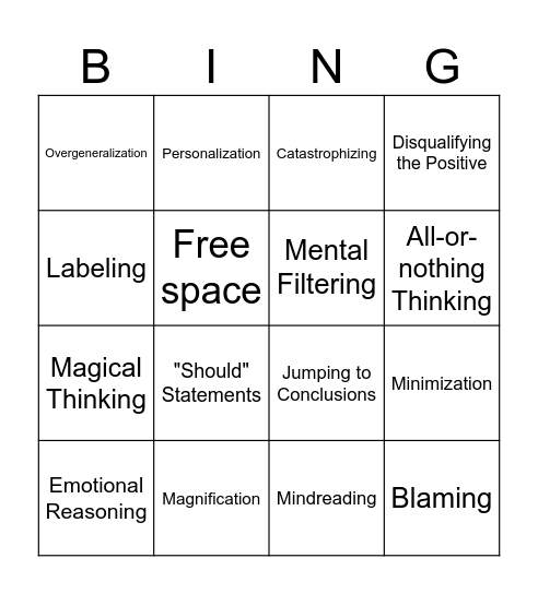 CBT Bingo Card