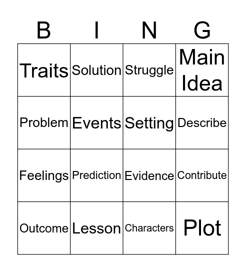 Unit 1 Vocabulary Bingo Card