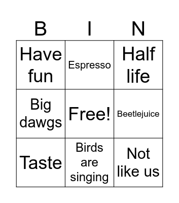 YouTube shorts music bingo Card
