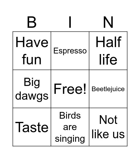 YouTube shorts music bingo Card