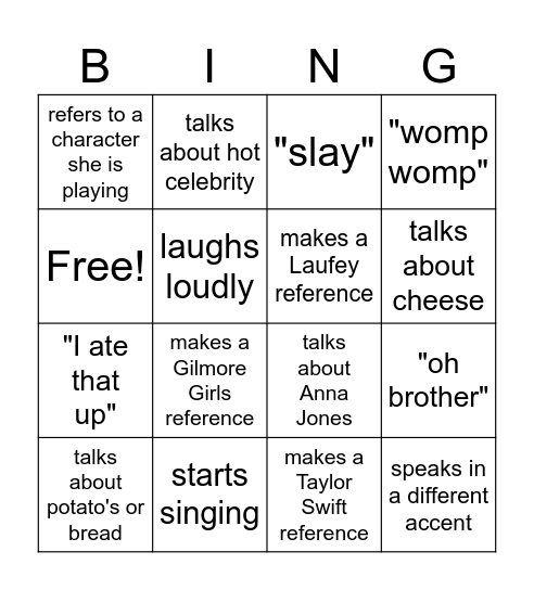 What Genna Does Tonight. Bingo Card