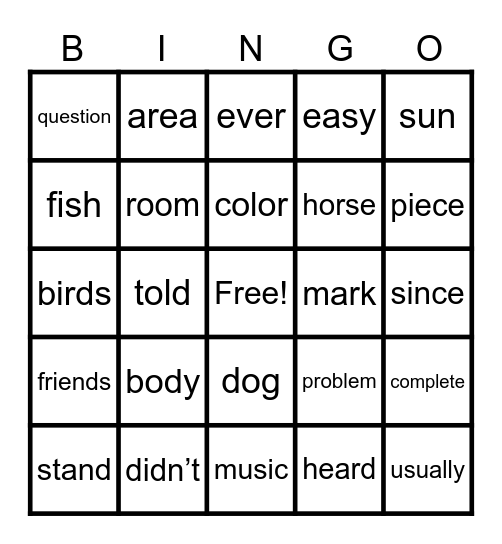 WORDS 301-325 Bingo Card