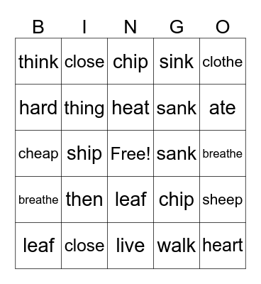 A1/A2 Bingo Card