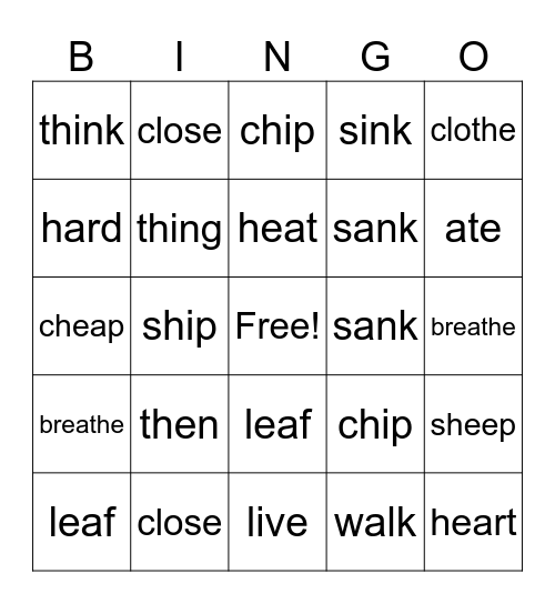 A1/A2 Bingo Card