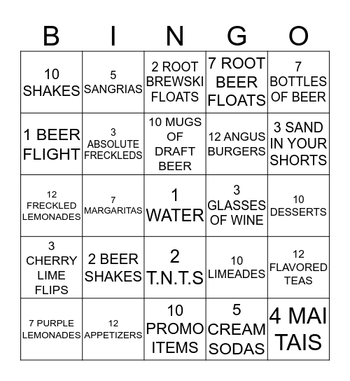 RED ROBIN BINGO Card