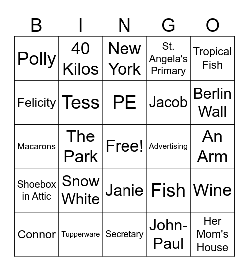The Husband's Secret Bingo Card