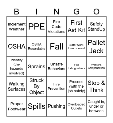 SAFETY BINGO! Bingo Card