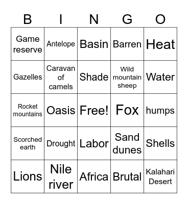 GEOGRAPHY BINGO Card