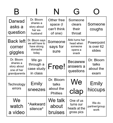 Integ Bingo Card