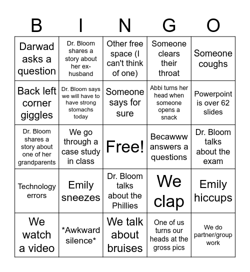 Integ Bingo Card