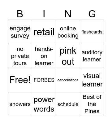 Spa Concierge Meeting September 2024 Bingo Card