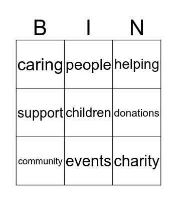 community project bingo Card