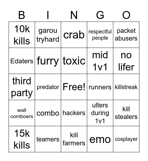 TSB BINGO Card