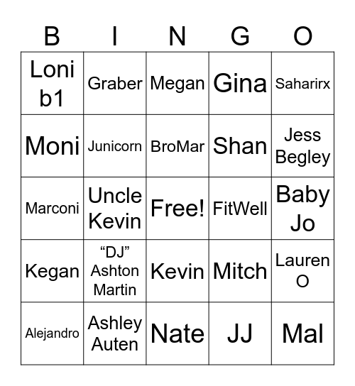 Plaza Art Fair Aging Influencers Bingo Card