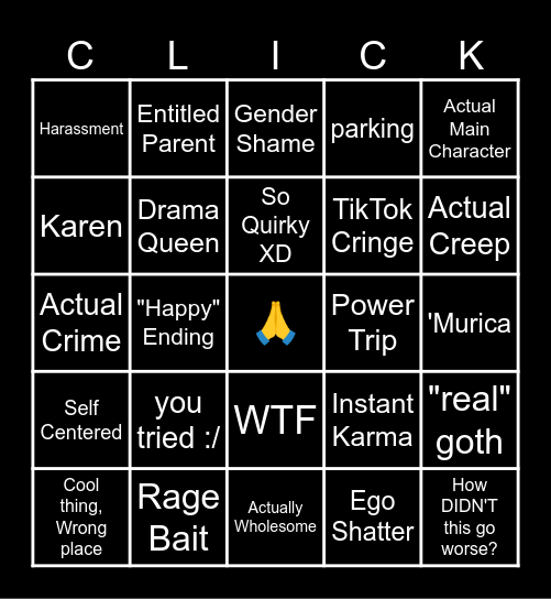 Main Character Bingo (The Click) Bingo Card