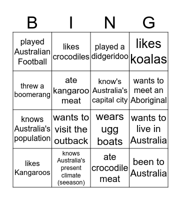 Find Someone Who.. Bingo Card