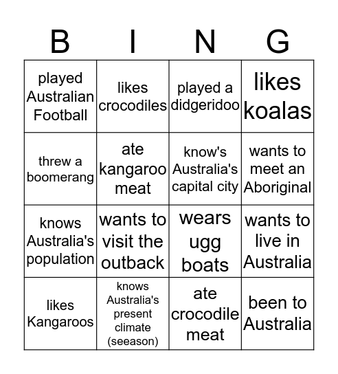 Find Someone Who.. Bingo Card