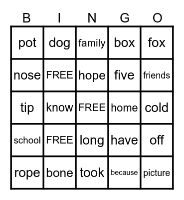 Yellow and Blue Week 1 Bingo Card