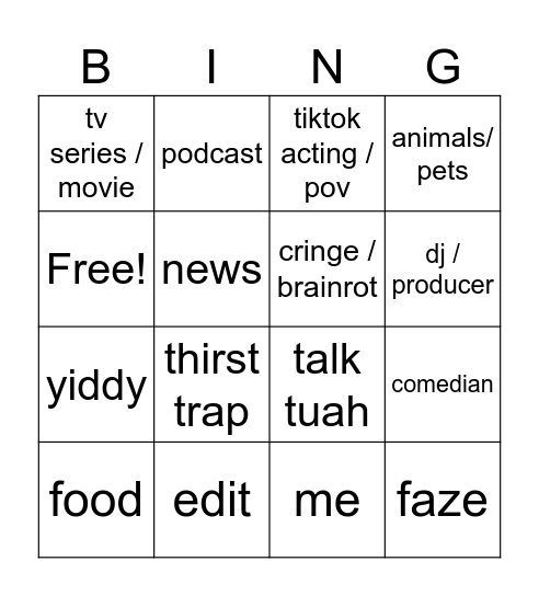 Untitled Bingo Card