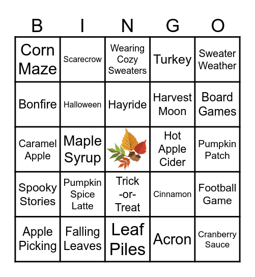 Autumn Bingo Card