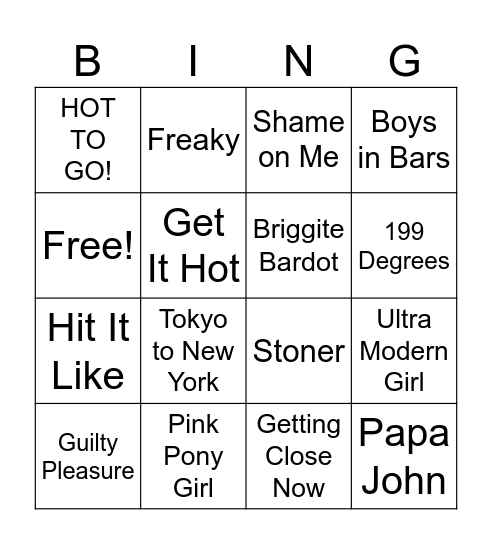 Chappell Roan Bingo Card