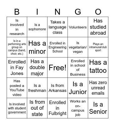 Fellows Network Bingo! Bingo Card