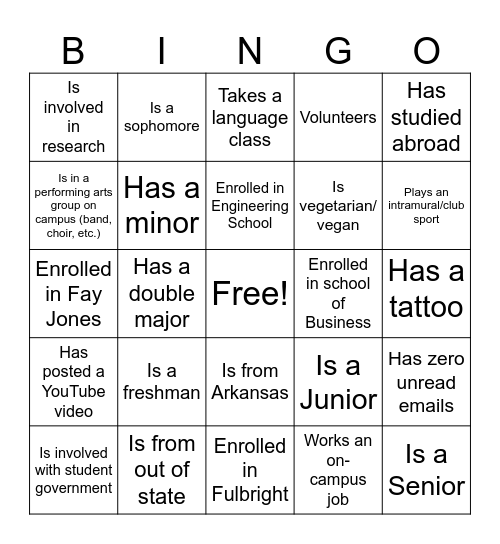 Fellows Network Bingo! Bingo Card