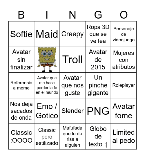 Bingo de Catalog Avatar Creator Bingo Card