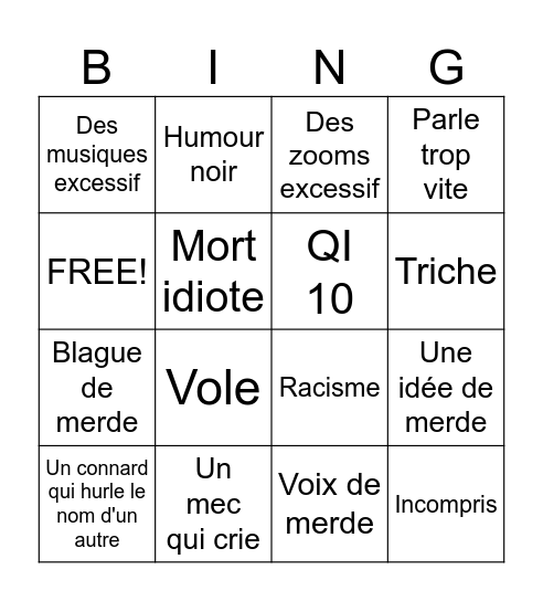 Youtubeur SMP Bingo Card