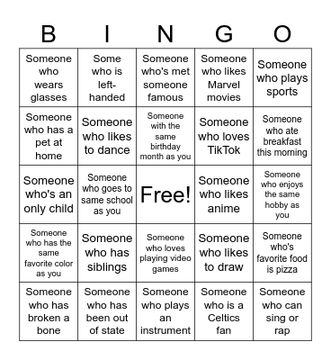 Human Bingo Card