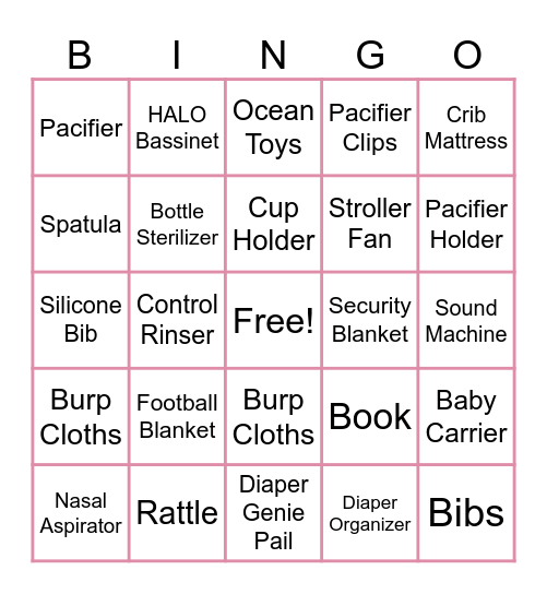 Baby Bingo Card