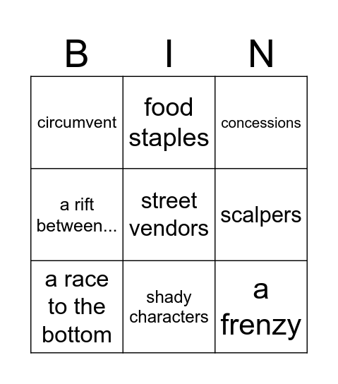 Barbara Bingo Card
