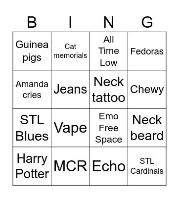 Amanda’s Wedding Bingo Card