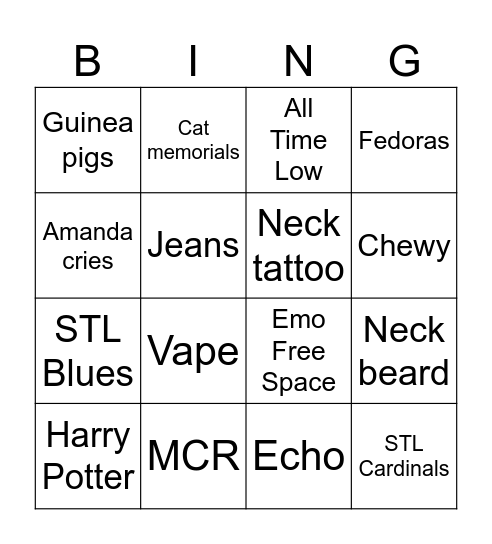 Amanda’s Wedding Bingo Card