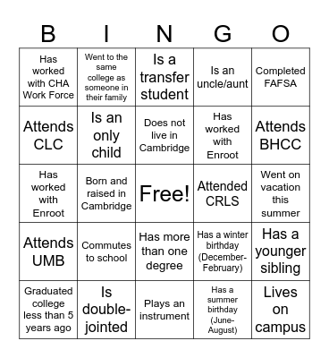 Untitled Bingo Card
