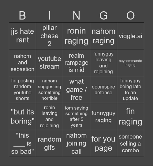 diddy group chat Bingo Card