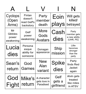 FINTAN'S DnD Bingo Card Bingo Card
