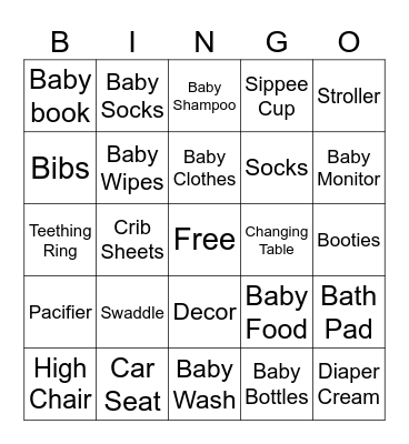 Baby Shower Bingo Card
