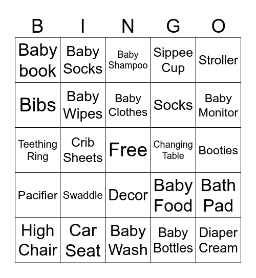 Baby Shower Bingo Card