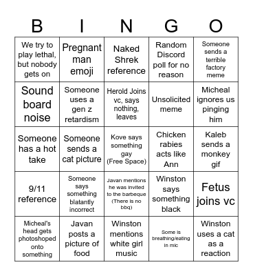 The Miners Bingo Card